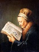 Portrait of an old woman reading Gerard Dou